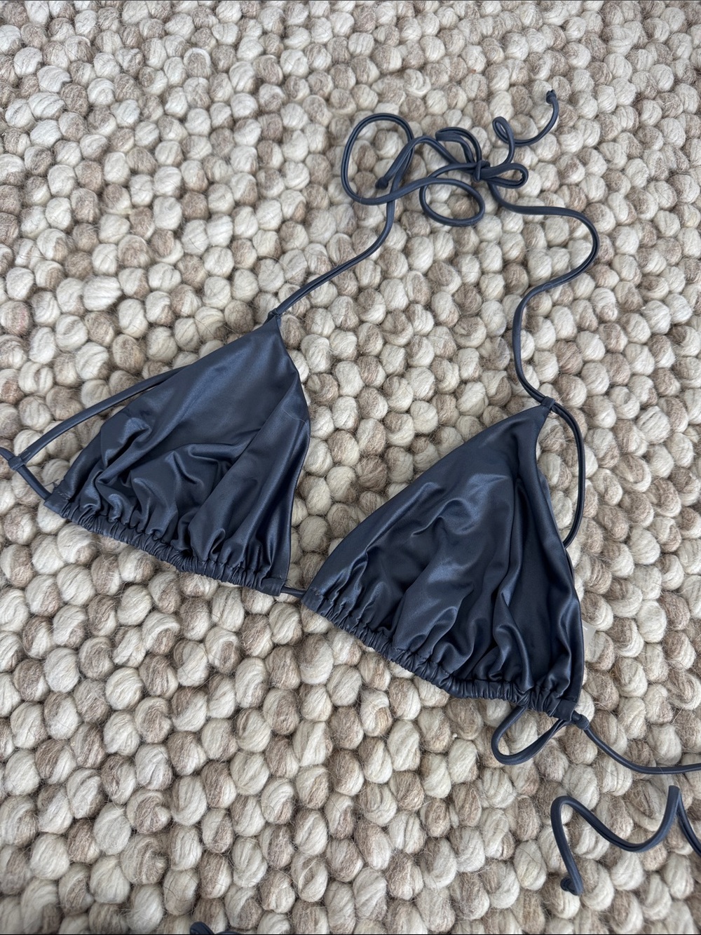KHY Micro Ruched Bikini Set - Charcoal Grey, xs bottoms, m top - Picture 5 of 6